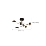 Sputnik Black Cylinder Semi-Flush Mount Light 8-Light #size