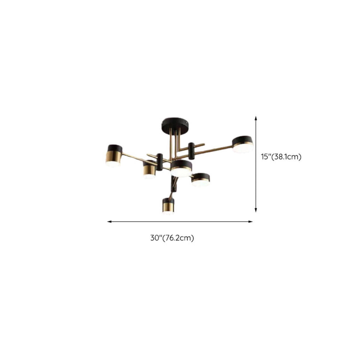 Sputnik Black Cylinder Semi-Flush Mount Light 8-Light Image - 13