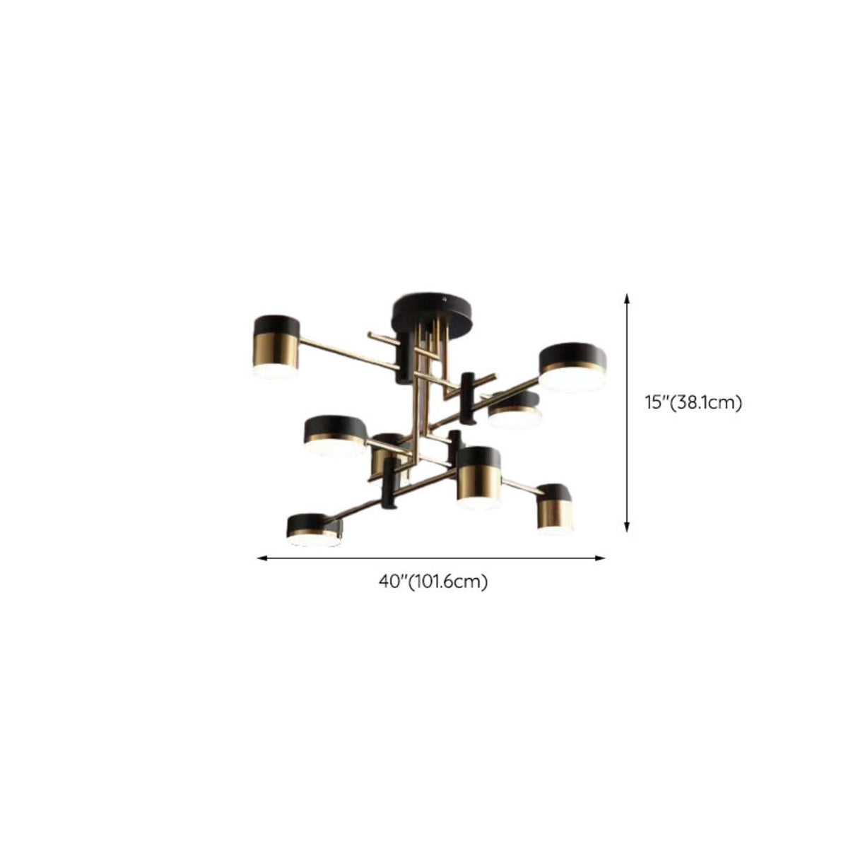 Sputnik Black Cylinder Semi-Flush Mount Light 8-Light Image - 14