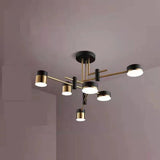 Sputnik Black Cylinder Semi-Flush Mount Light 8-Light Image - 3