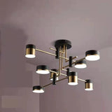 Sputnik Black Cylinder Semi-Flush Mount Light 8-Light Image - 5