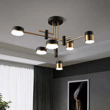 Sputnik Black Cylinder Semi-Flush Mount Light 8-Light Image - 6