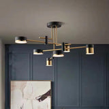 Sputnik Black Cylinder Semi-Flush Mount Light 8-Light Image - 7