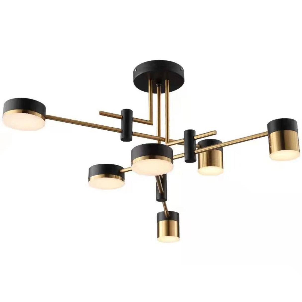Sputnik Black Cylinder Semi-Flush Mount Light 8-Light Image - 8
