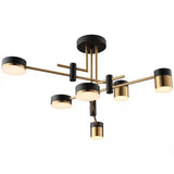 Sputnik Black Cylinder Semi-Flush Mount Light 8-Light Image - 8