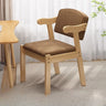 Square Fabric Cushioned Wooden Arm Dining Chairs Coffee Image - 2