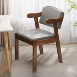 Square Fabric Cushioned Wooden Arm Dining Chairs Coffee Image - 4
