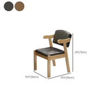 Square Fabric Cushioned Wooden Arm Dining Chairs Coffee #size
