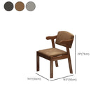 Square Fabric Cushioned Wooden Arm Dining Chairs Coffee Image - 8