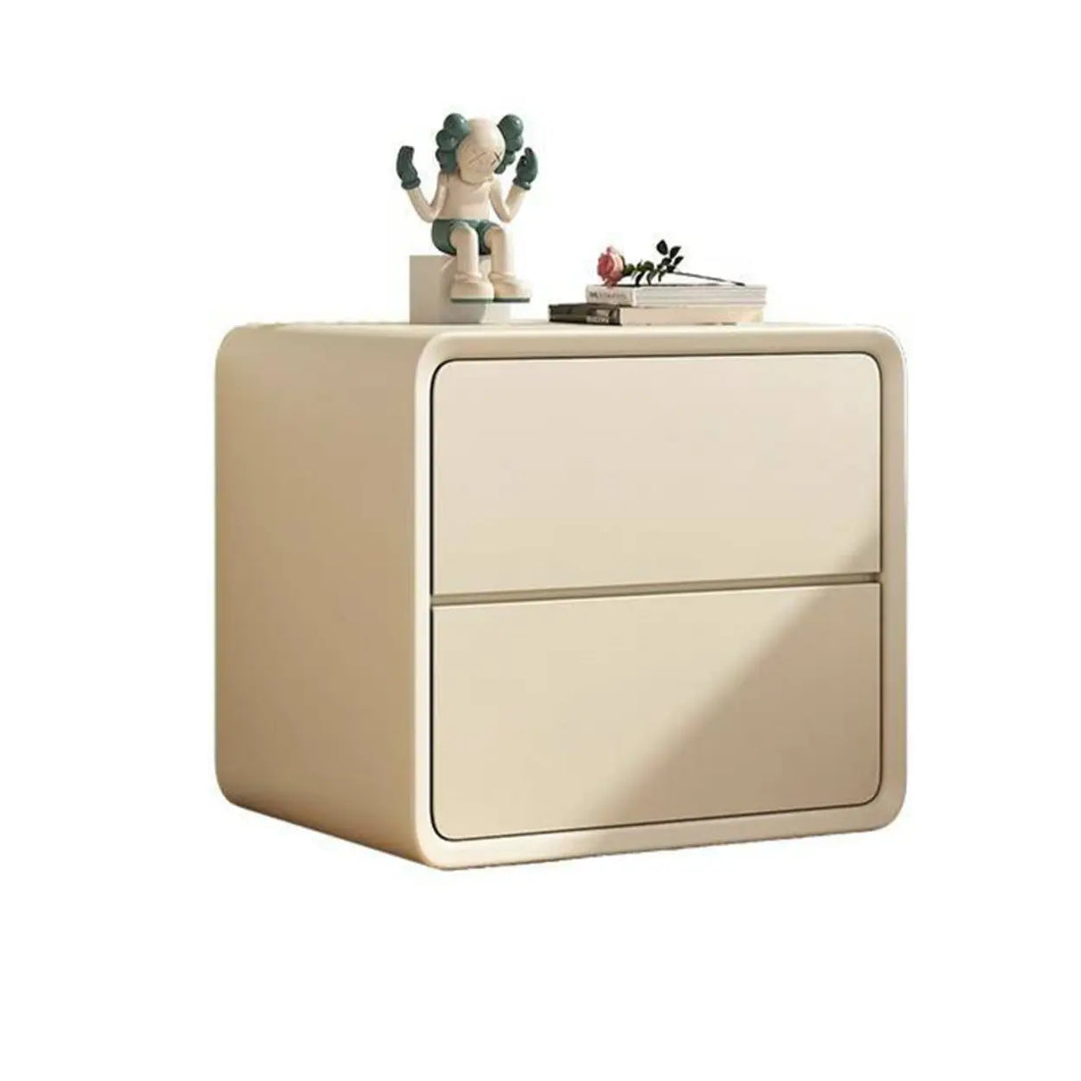 Square Faux Leather Solid Wood 2-Drawer Kids Nightstand Image - 10