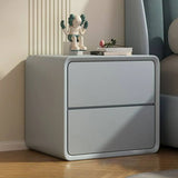 Square Faux Leather Solid Wood 2-Drawer Kids Nightstand Image - 2
