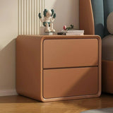Square Faux Leather Solid Wood 2-Drawer Kids Nightstand Image - 3