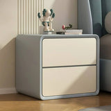 Square Faux Leather Solid Wood 2-Drawer Kids Nightstand Image - 7