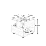 Square Glass and Wood Base White Shelved Side Table Image - 11
