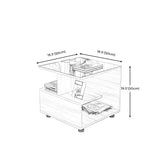 Square Glass and Wood Base White Shelved Side Table Image - 12