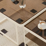 Square Glass Beige Iron Frame Shelves Coffee Table Image - 11