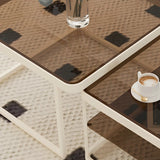 Square Glass Beige Iron Frame Shelves Coffee Table Image - 11