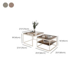 Square Glass Beige Iron Frame Shelves Coffee Table Image - 14