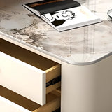 Square Glass Top Steel Frame Nesting Tables with Drawer Image - 10