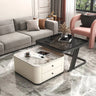 Square Glass Top Steel Frame Nesting Tables with Drawer Image - 2