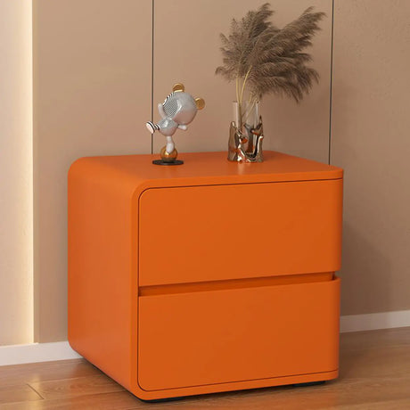 Square Leather Kids Nightstand with Two Drawers Image - 1