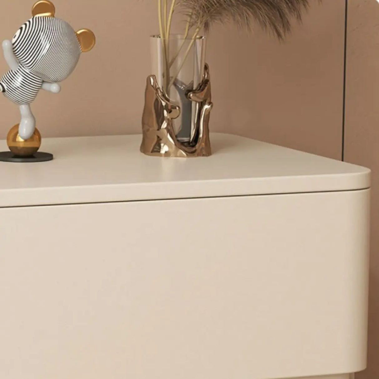 Square Leather Kids Nightstand with Two Drawers Image - 11
