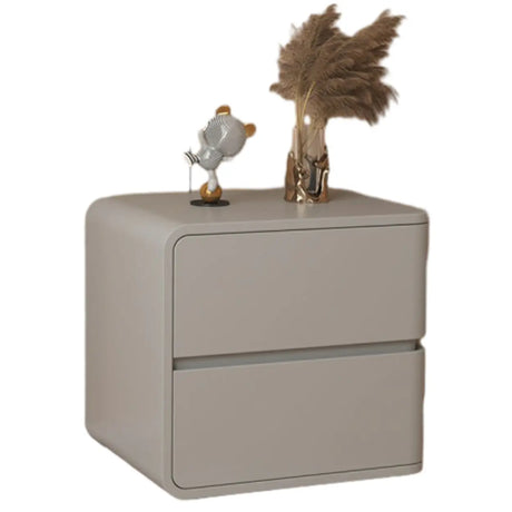 Square Leather Kids Nightstand with Two Drawers Image - 2