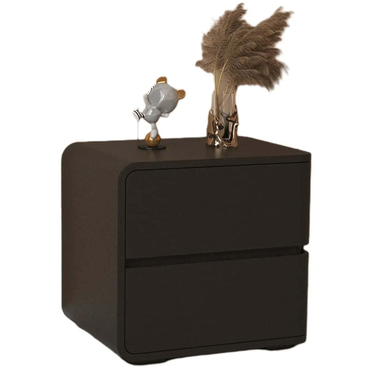 Square Leather Kids Nightstand with Two Drawers Image - 3