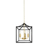 Square Metal Black Chain Gold Mini Foyer Chandelier Image - 1