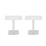 Square Metal Pedestal White Versatile Outdoor End Table Image - 4