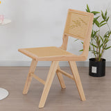 Square Open Back Armless Braided Rope Wood Dining Chair Image - 10