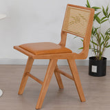 Square Open Back Armless Braided Rope Wood Dining Chair Image - 11