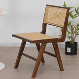 Square Open Back Armless Braided Rope Wood Dining Chair Image - 12