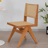 Square Open Back Armless Braided Rope Wood Dining Chair Image - 4
