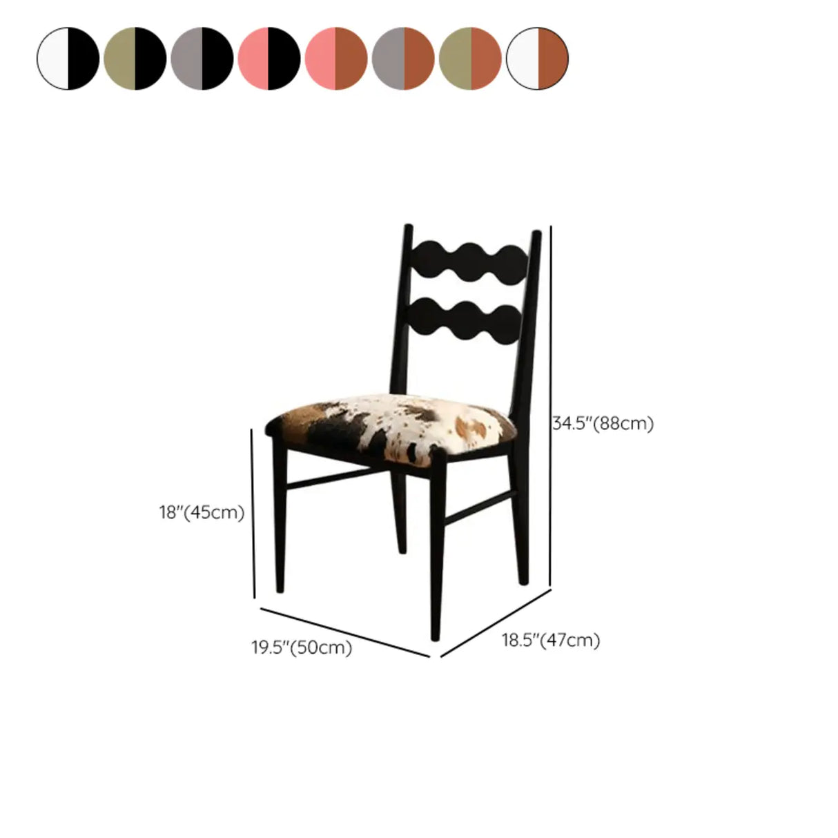 Square Open Wave-Back Wooden Arm Dining Chairs Orange 