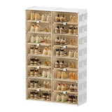 Square Plastic Entryway Beige Stackable Shoe Box Storage Image - 10