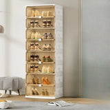 Square Plastic Entryway Beige Stackable Shoe Box Storage Image - 15