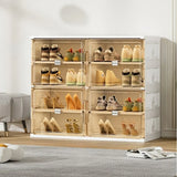 Square Plastic Entryway Beige Stackable Shoe Box Storage Image - 17