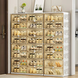 Square Plastic Entryway Beige Stackable Shoe Box Storage Image - 18