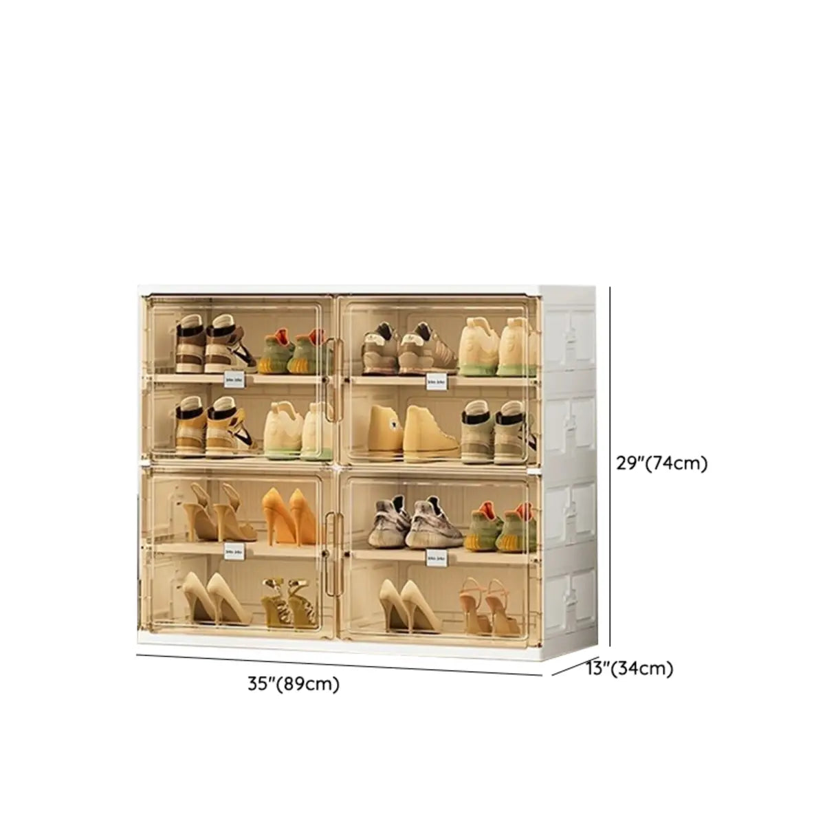 Square Plastic Entryway Beige Stackable Shoe Box Storage 