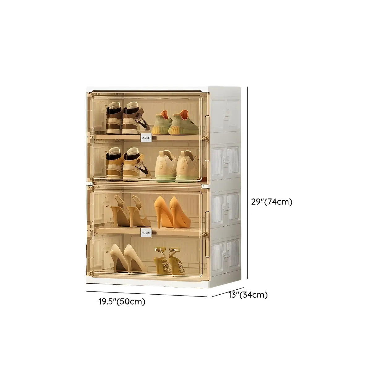 Square Plastic Entryway Beige Stackable Shoe Box Storage Image - 21
