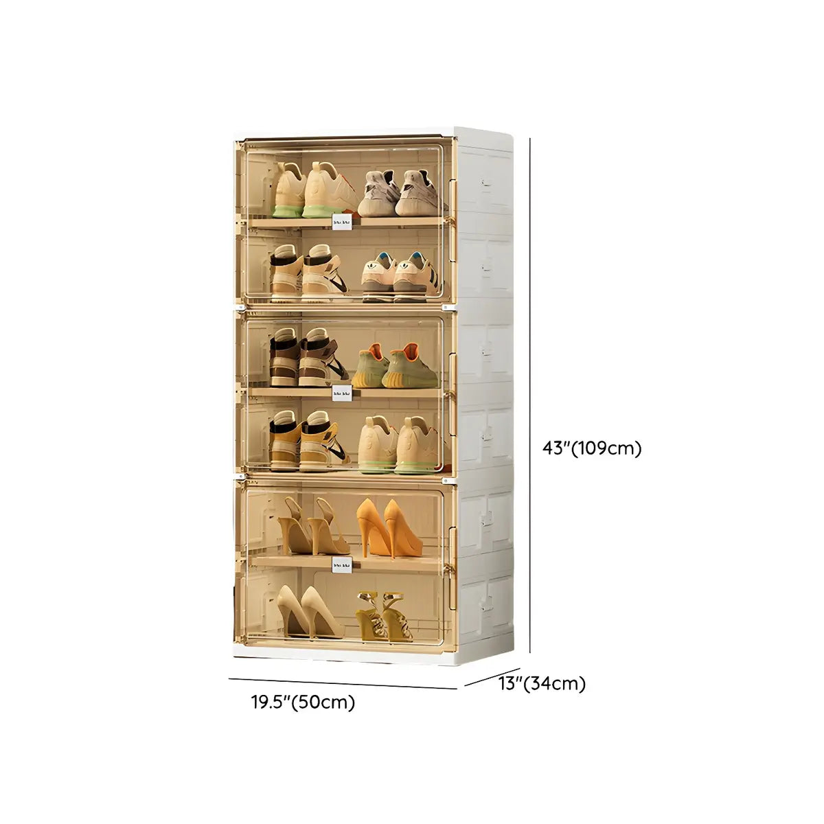 Square Plastic Entryway Beige Stackable Shoe Box Storage Image - 23