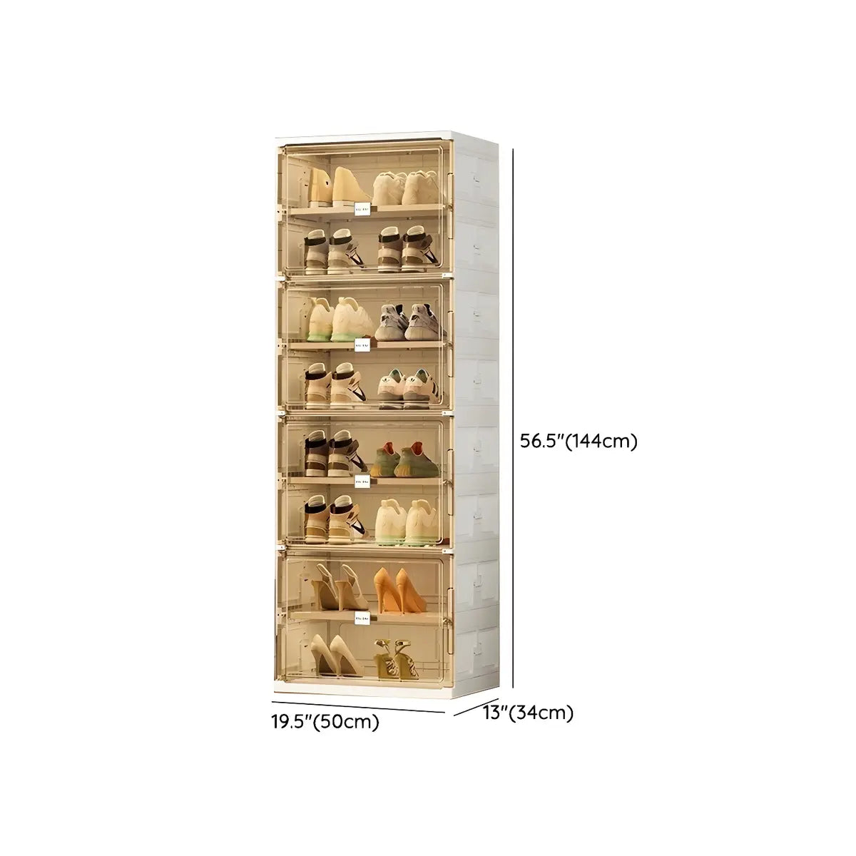 Square Plastic Entryway Beige Stackable Shoe Box Storage Image - 24