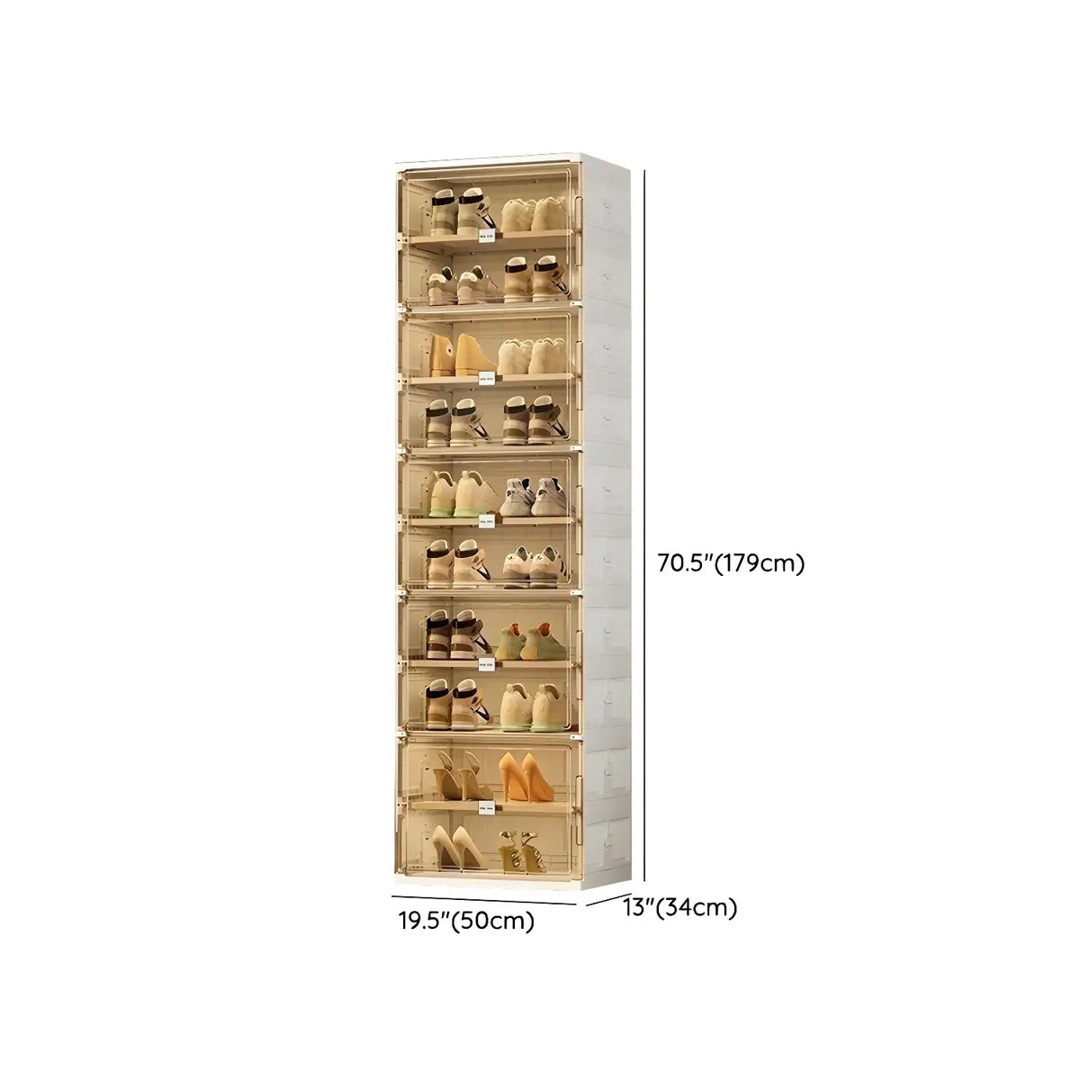 Square Plastic Entryway Beige Stackable Shoe Box Storage Image - 25