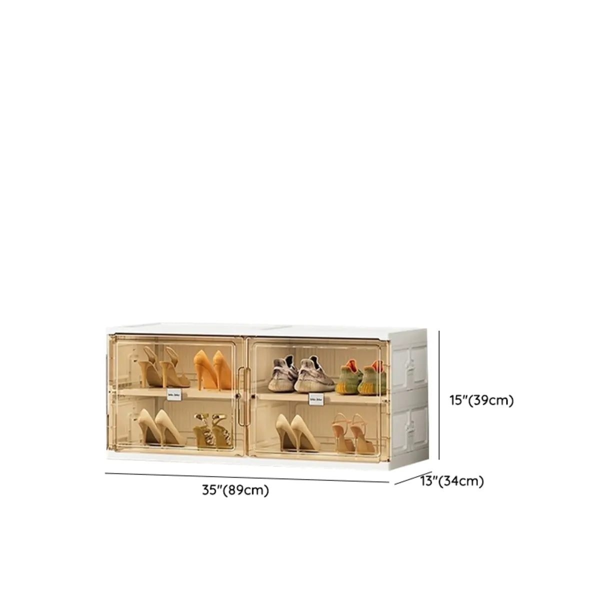 Square Plastic Entryway Beige Stackable Shoe Box Storage Image - 26