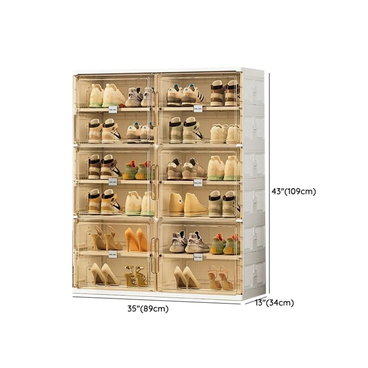 Square Plastic Entryway Beige Stackable Shoe Box Storage Image - 27