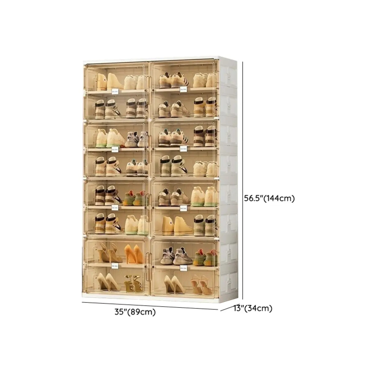 Square Plastic Entryway Beige Stackable Shoe Box Storage Image - 28