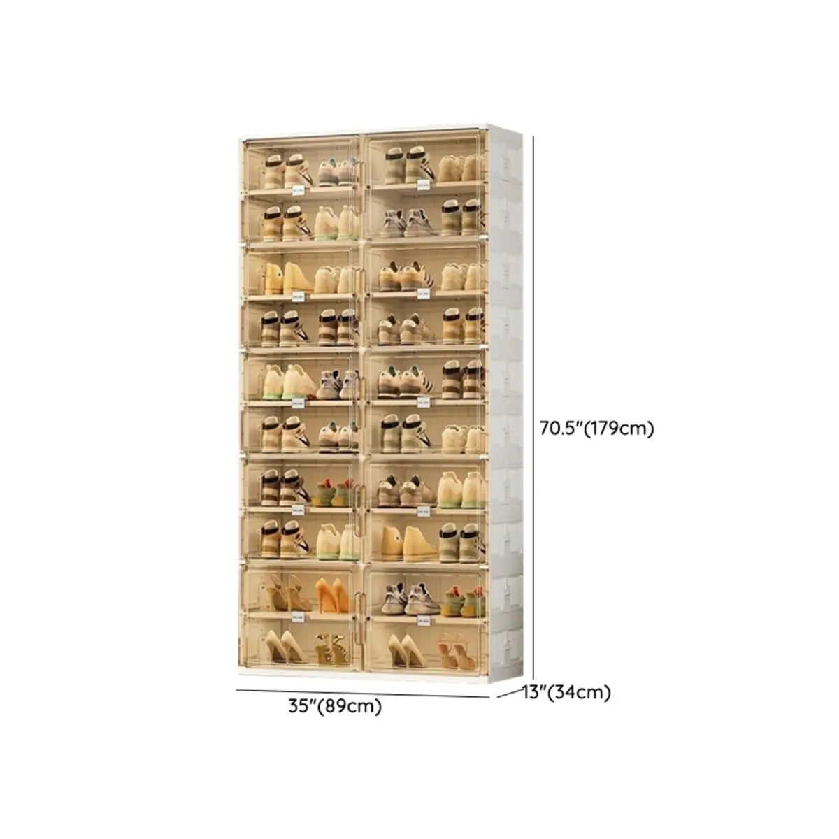 Square Plastic Entryway Beige Stackable Shoe Box Storage Image - 29