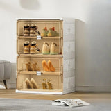 Square Plastic Entryway Beige Stackable Shoe Box Storage Image - 6