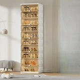 Square Plastic Entryway Beige Stackable Shoe Box Storage Image - 7